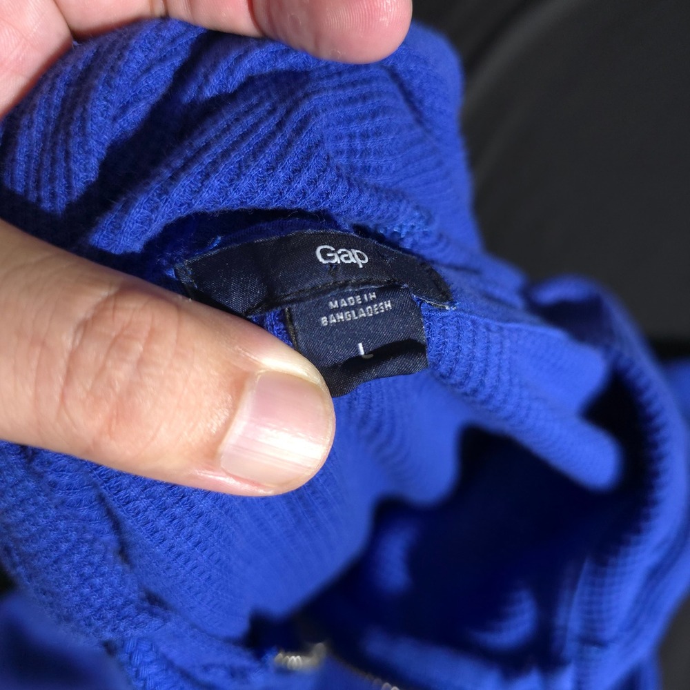 Gap Waffle Knit Hoodie Mens L Blue Full Zip Thermal 918082-00-1 Long Sleeve - Picture 9 of 12